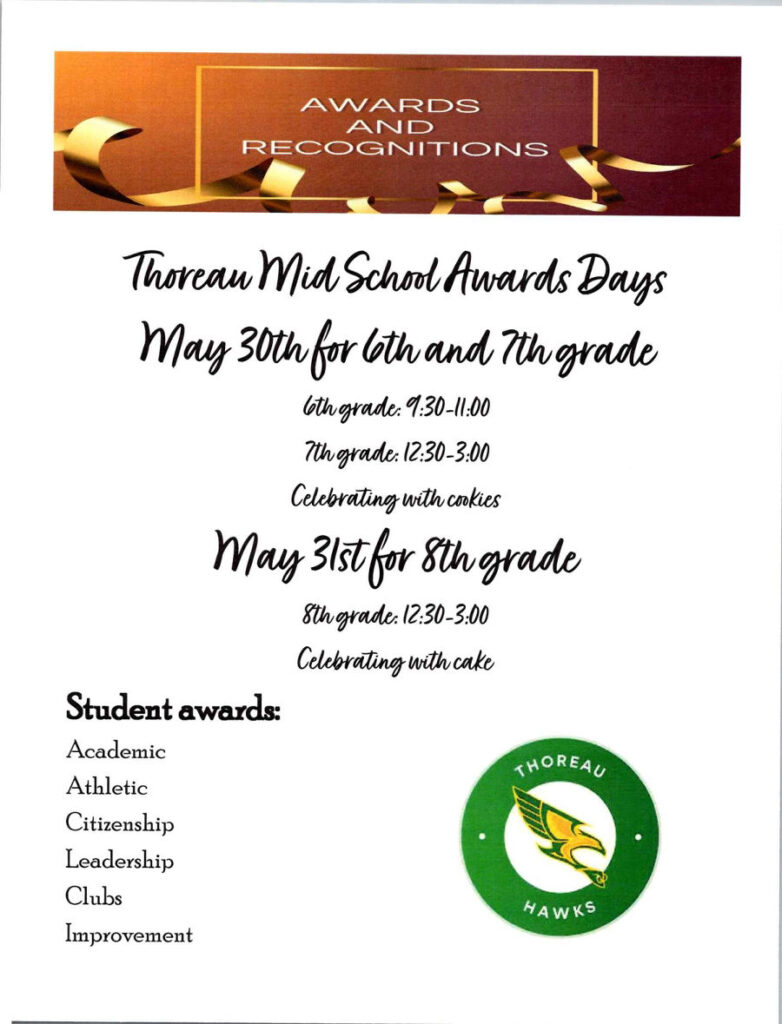 Thoreau Mid School Award Ceremony-ribbons